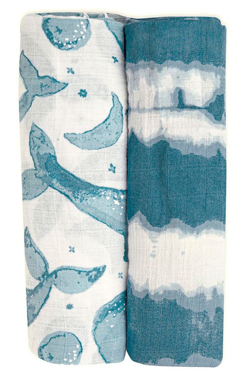 Crane Baby Kids'  2-pack Assorted Swaddle Blankets In Blue/white