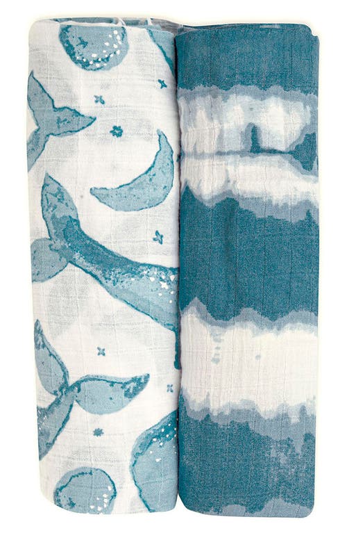 Crane Baby 2-pack Assorted Swaddle Blankets In Blue/white