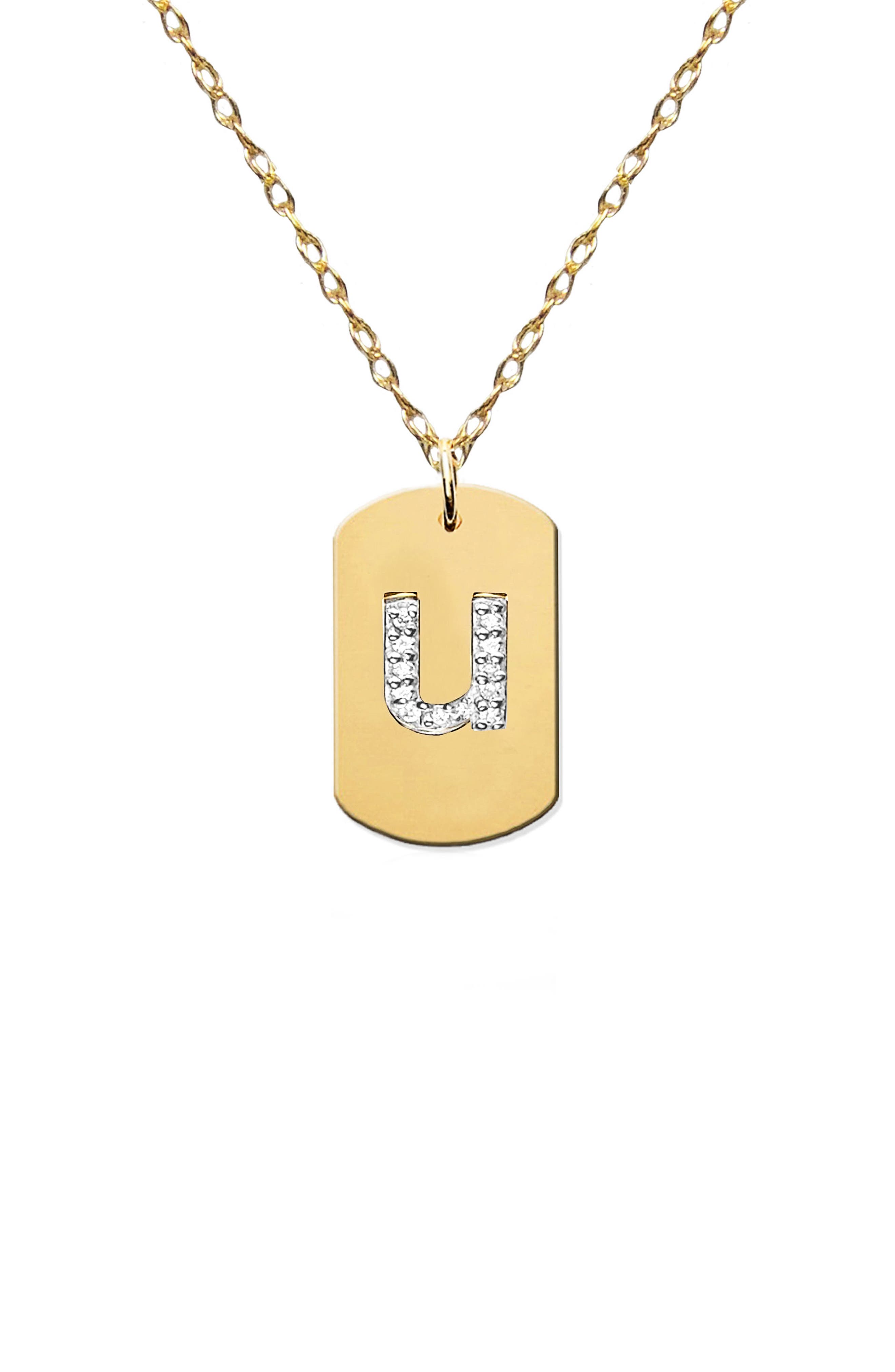 Jane Basch Designs Diamond Initial Dog Tag Necklace (Nordstrom Exclusive)