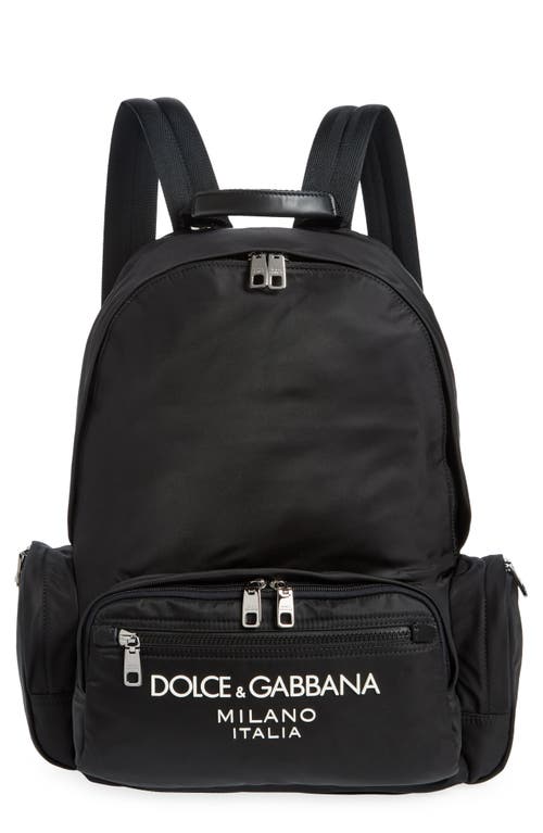 Dolce & Gabbana Nylon Backpack With Logo In Black/blac
