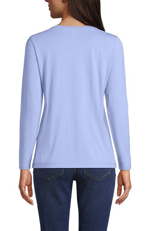 Shop Lands' End Relaxed Supima Cotton Long Sleeve V-neck T-shirt In Light Cornflower