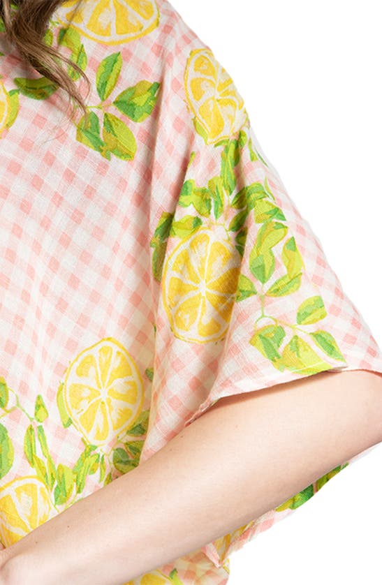 Saachi Gingham Citrus Tie Front Duster In Pink