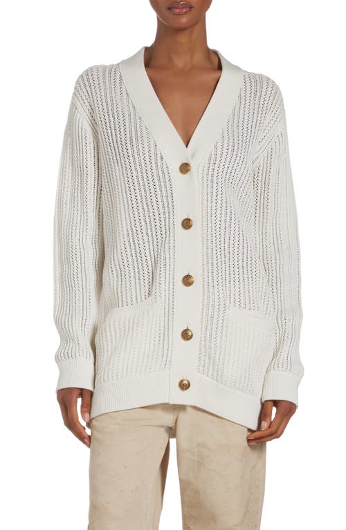 Golden Goose Pointelle Stitch Cotton Cardigan in Antique White at Nordstrom, Size Small