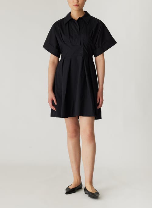 Shop Rebecca Taylor Poplin Waisted Shirt Dress In Black