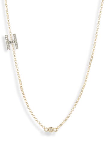 Meshmerise Bezel Diamond Initial Chain Necklace In Yellow-h