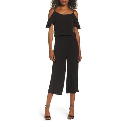 Fraiche By J Ruffle Crop Jumpsuit, Black