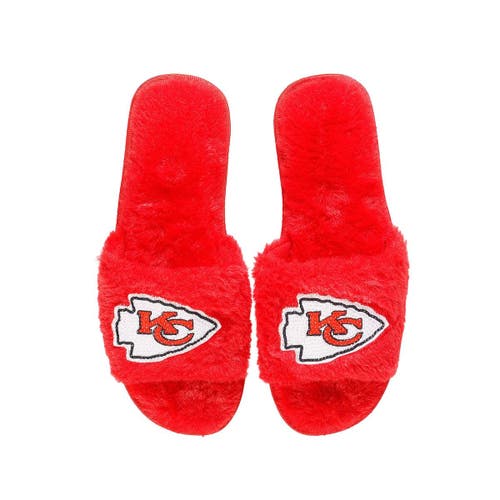 Women's FOCO Red Kansas City Chiefs Rhinestone Fuzzy Slippers