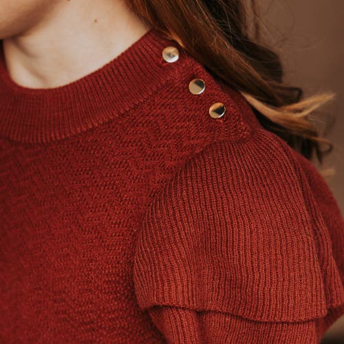 Hope & Henry Girls' Organic Flutter Sleeve Sweater Dress, Toddler In Oxblood