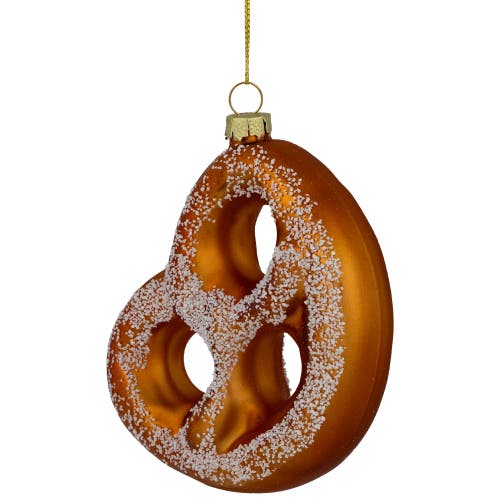 Northlight 4.5" Salted Soft Pretzel Glass Christmas Ornament In Bronze