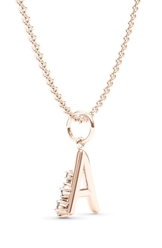 Hautecarat Graduated Lab-created Diamond Initial Letter Pendant Necklace In A - 18k Rose Gold