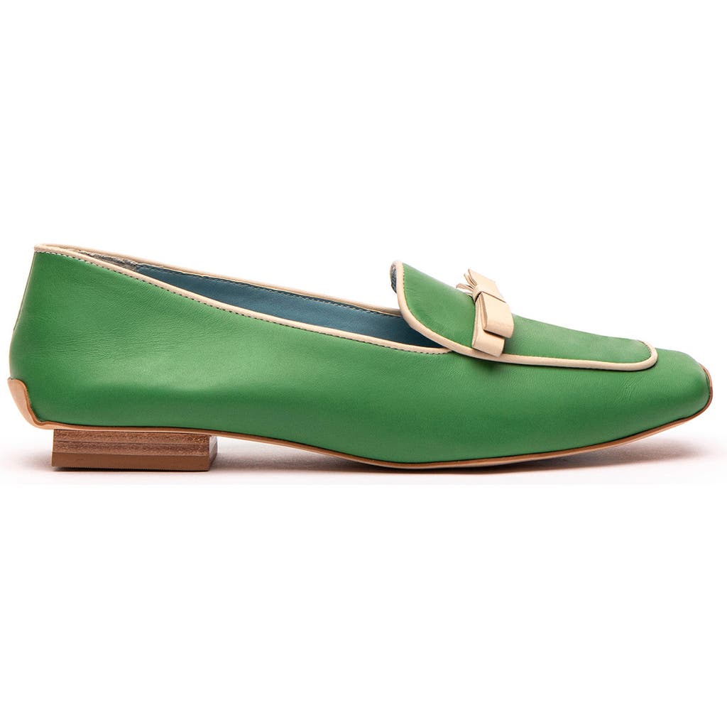 Frances Valentine Suzanne Bow Loafer In Green