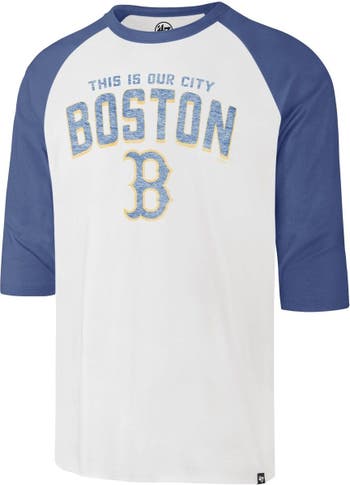 Men's '47 Cream Boston Red Sox City Connect Crescent Franklin Raglan Three-Quarter Sleeve T-Shirt Size: Medium