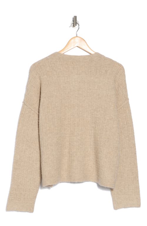 Shop Max Studio Waffle Knit Cardigan In Oatmeal