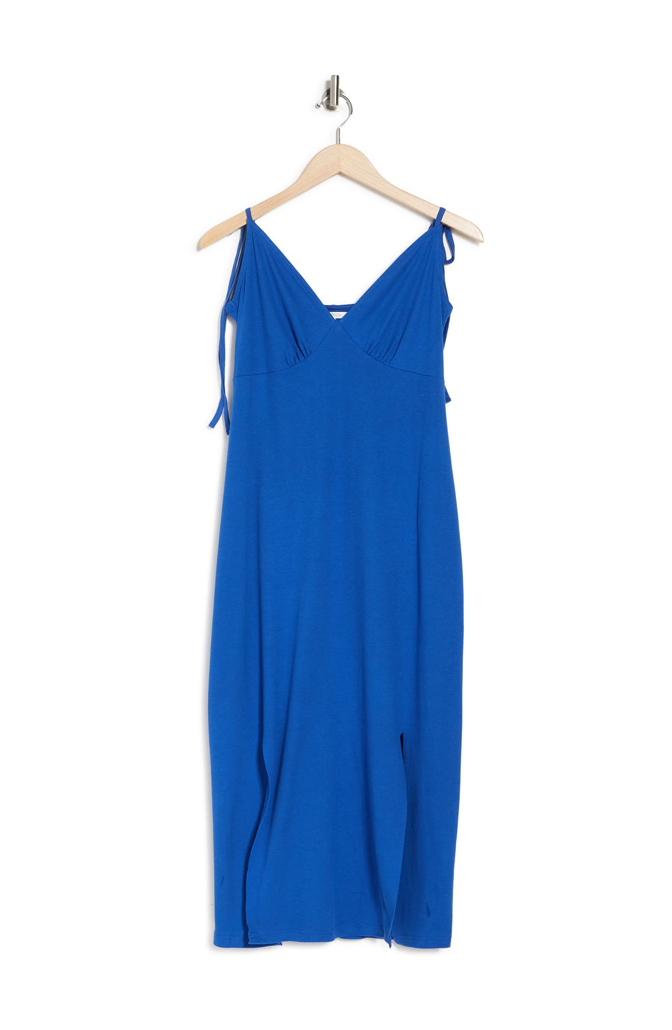 Stitchdrop Tie Shoulder Ribbed Maxi Dress In Royal Navy | ModeSens