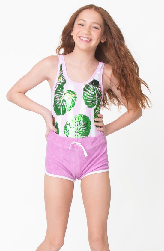 Shop Shade Critters Kids' Tropical Frond One-piece Swimsuit In Purple