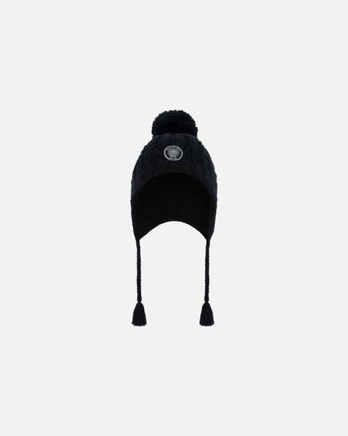 Shop Deux Par Deux Kids Unisex Peruvian Knit Hat Black In Anthracite