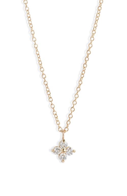 Zoë Chicco Diamond Flower Pendant Necklace in Yellow Gold at Nordstrom, Size 16
