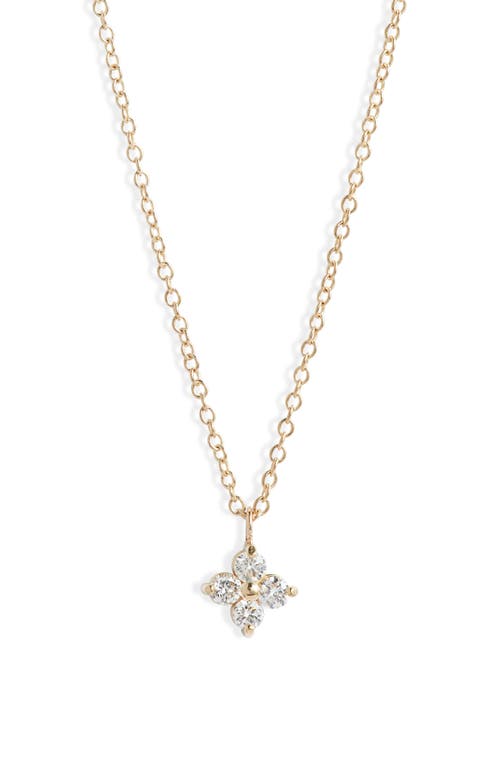 Zoë Chicco Diamond Flower Pendant Necklace In Yellow Gold