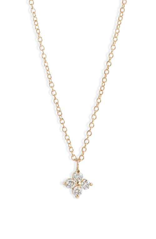 Shop Zoë Chicco Diamond Flower Pendant Necklace In Yellow Gold