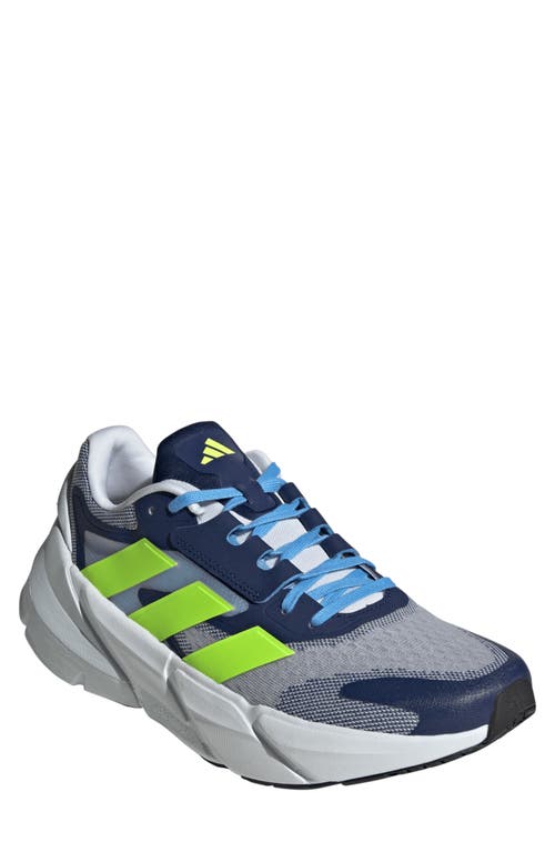 adidas Adistar 2.0 Running Shoe in White/Lucid Lemon/Dark Blue at Nordstrom, Size 10
