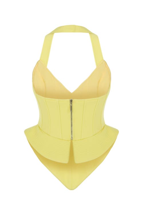 Shop Nocturne Corset Style Crop Top In Yellow