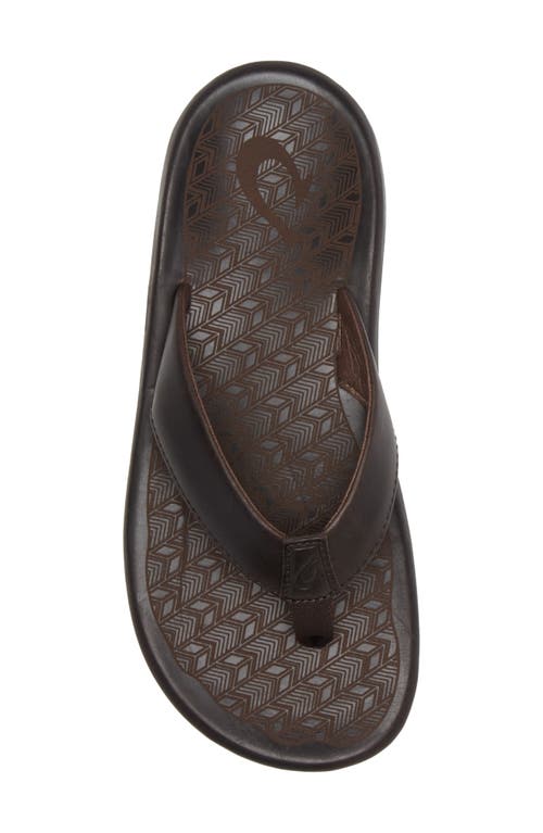 Shop Olukai Ilikai Flip Flop In Dk Wood/dk Wood