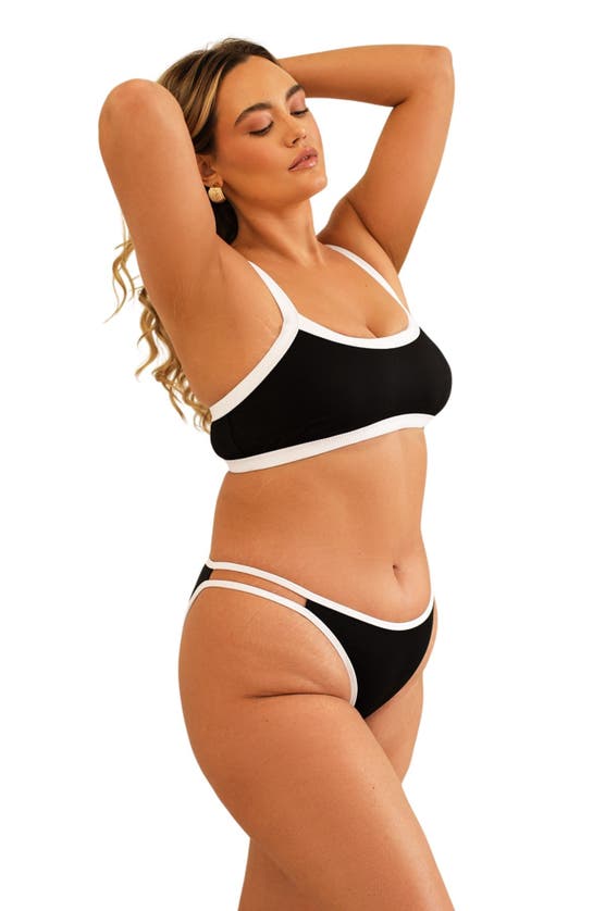 Dippin Daisys Cyrus Double Strap Bikini Bottom In Black Rib