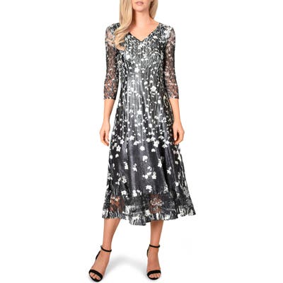 Petite Komarov Charmeuse A-Line Dress, Black