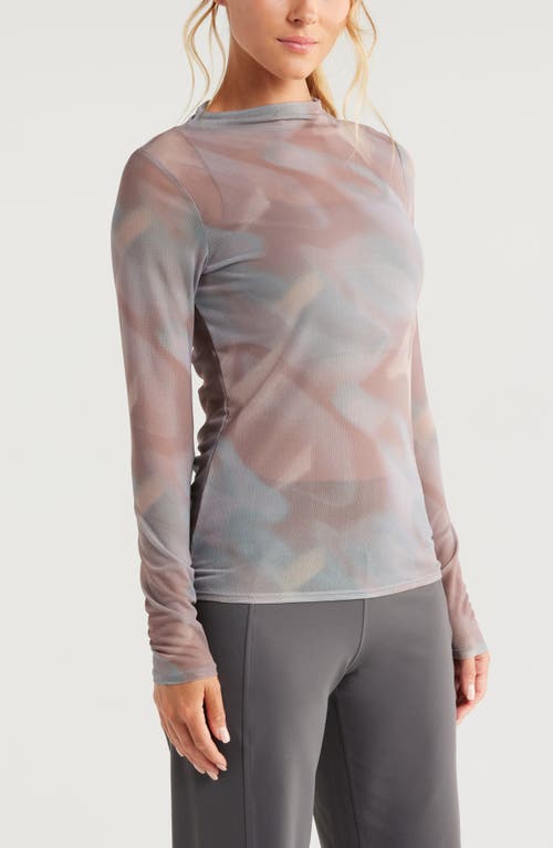 Shop Zella Sheer Luck Long Sleeve Mesh T-shirt In Purple Moon Reflections