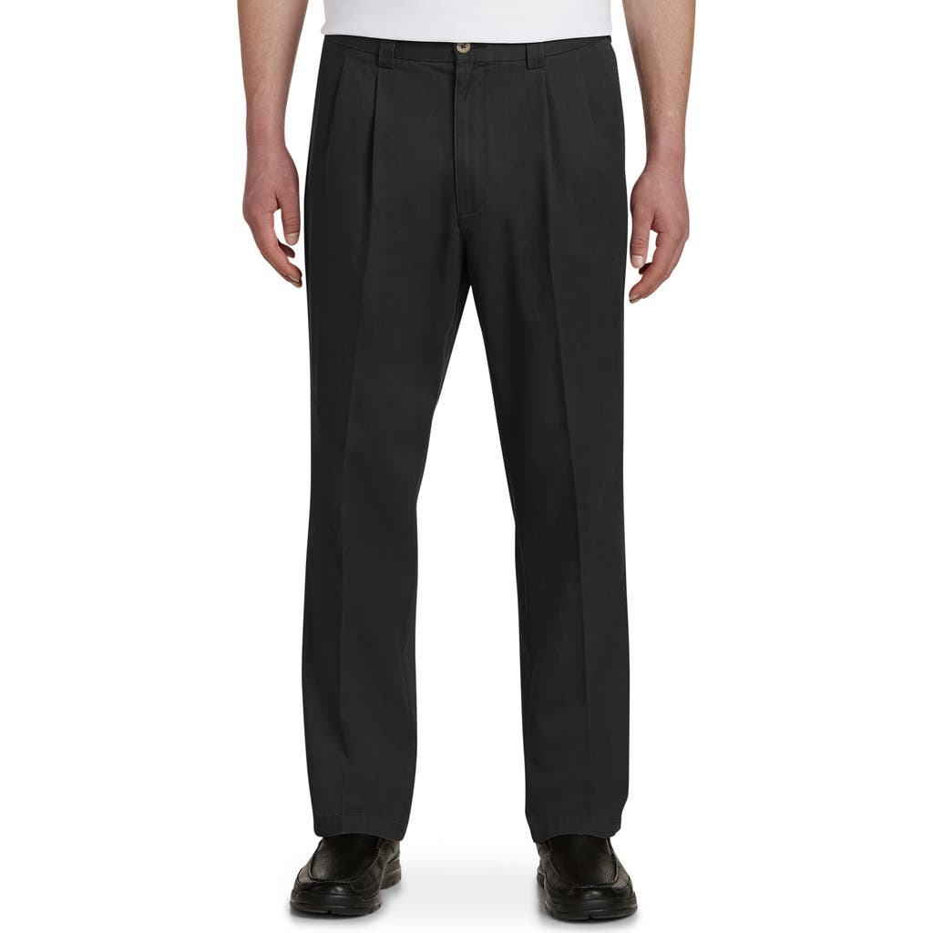 Harbor Bay Waist-relaxer Pleated Twill Pants In Black