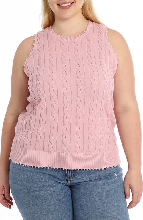 Minnie Rose Cotton Cashmere Heart Pointelle Scalloped Tank In Pink
