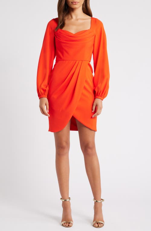 Black Halo Tonja Long Sleeve Minidress in Vibrant Poppy 