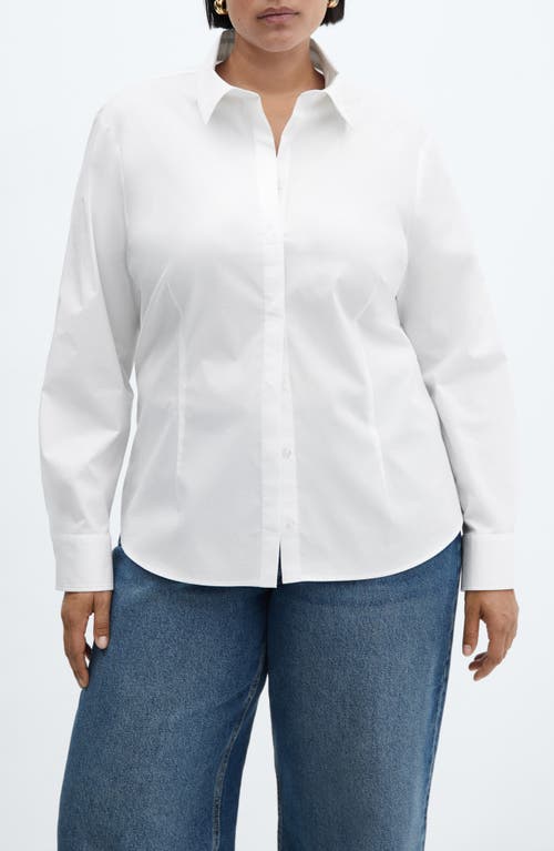 Shop Mango Fitted Button-up Shirt In White