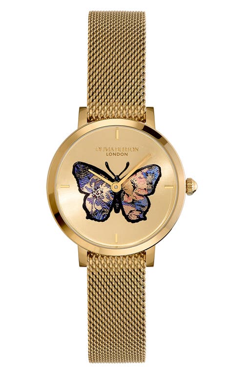 Olivia Burton Signature Butterfly Mesh Strap Watch, 28mm in Gold at Nordstrom