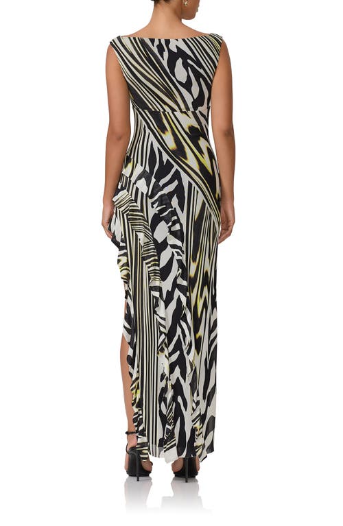 Shop Afrm Dahl Sleeveless Asymmetric Dress In Zebra Lime