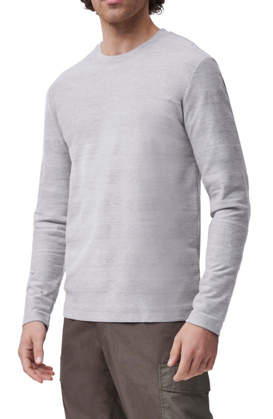 Click to view more detailed imagery on our partner's website French Connection Textured Stripe Long Sleeve T-shirt In Light Grey Melange