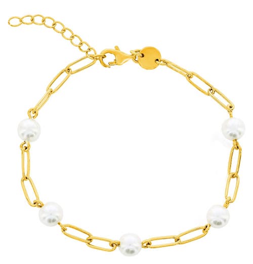 Donatello Gian Pearl Chain Link Bracelet In Gold