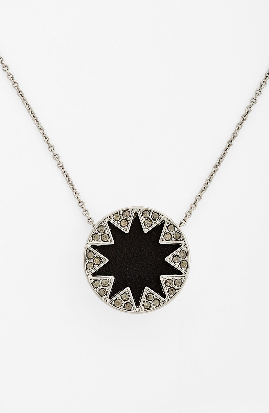 House of Harlow 1960 Pavé Leather Sunburst Pendant Necklace Nordstrom