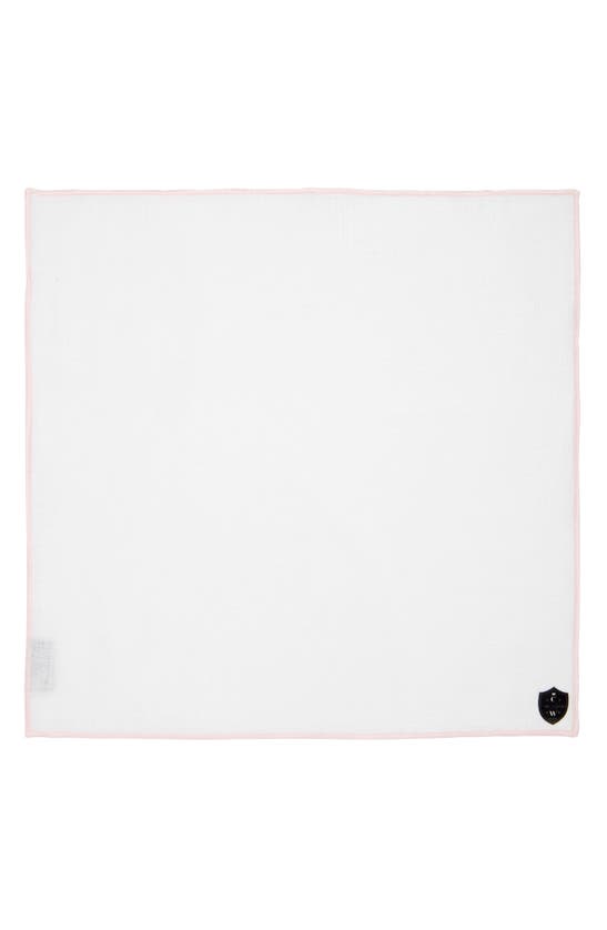 Shop Clifton Wilson White Linen Pocket Square With Pink Trim