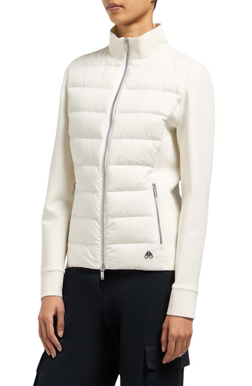 Shop Moose Knuckles Naomi 800 Fill Power Down Hybrid Jacket In Plaster