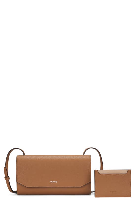 Shop Oryany Mandy Leather Crossbody Wallet In Sand Brown