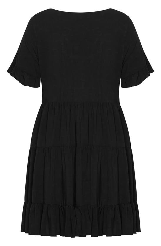 Shop City Chic Nikki Tiered Babydoll Dress In Black