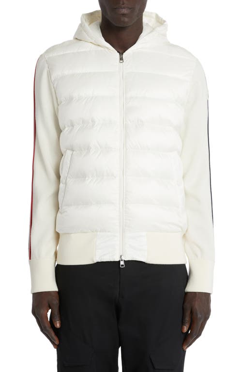 Quilted Down & Wool Knit Cardigan in White