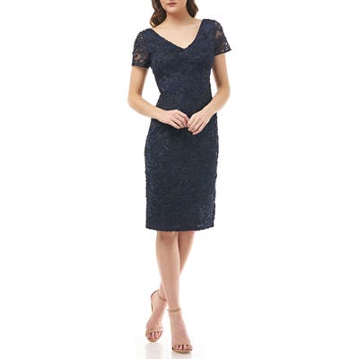 Js Collections Soutache Embroidered V-Neck Cocktail Dress, Blue