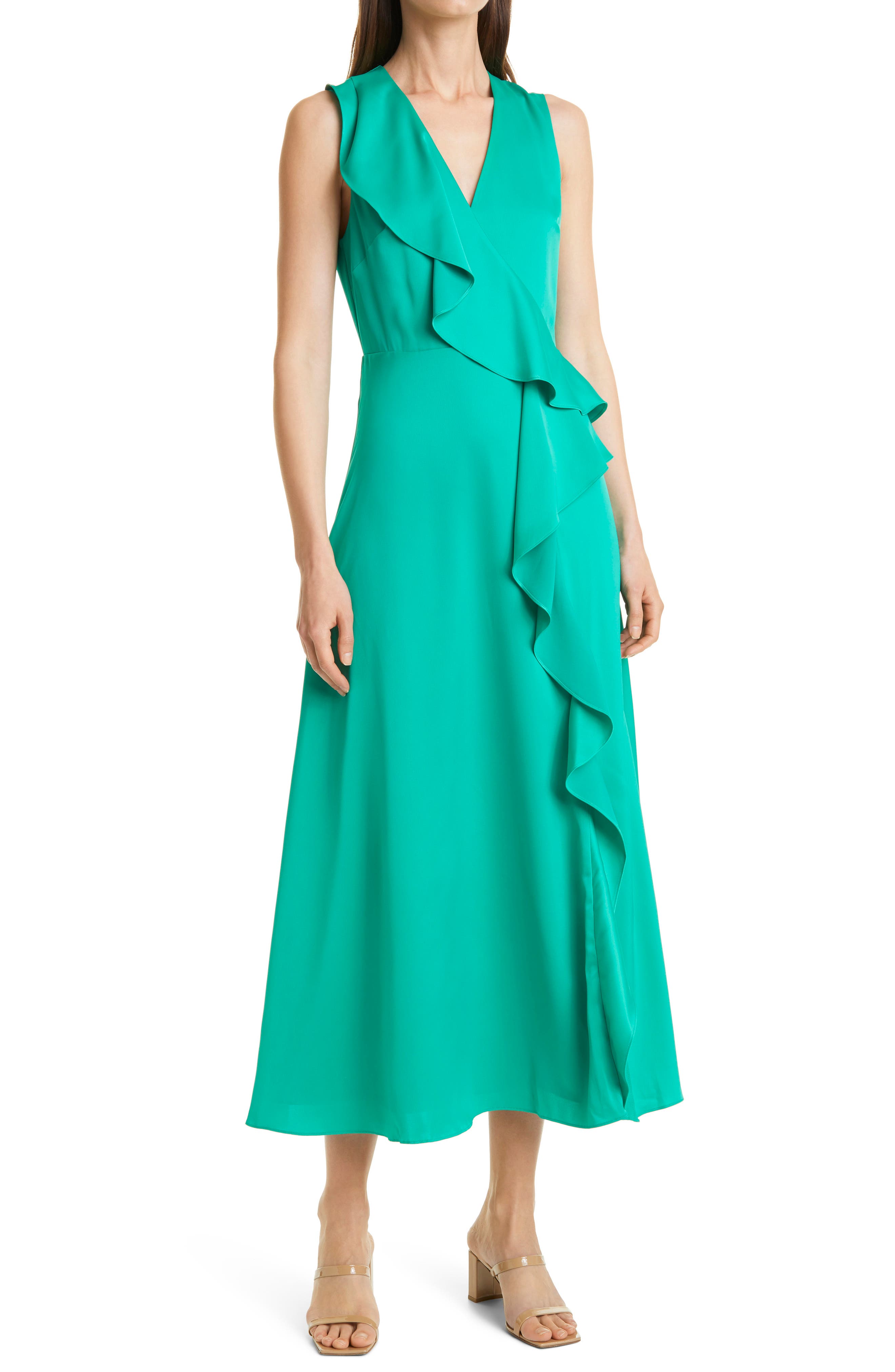 ted baker sleeveless satin midi dress