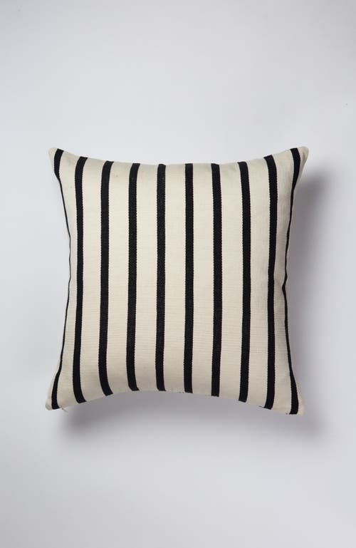 Archive New York Santiago Black And Natural White Grid Handwoven Cotton Square Throw Pillow In Multi