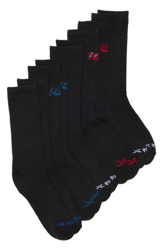 Shop Reebok 5-pack Terry Crew Socks In Black
