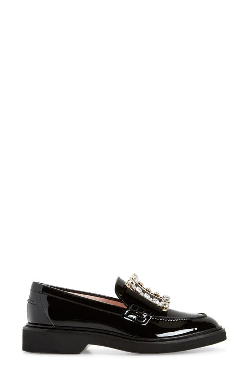 Roger Vivier Viv Rangers Black Patent Loafers In Black/crystal