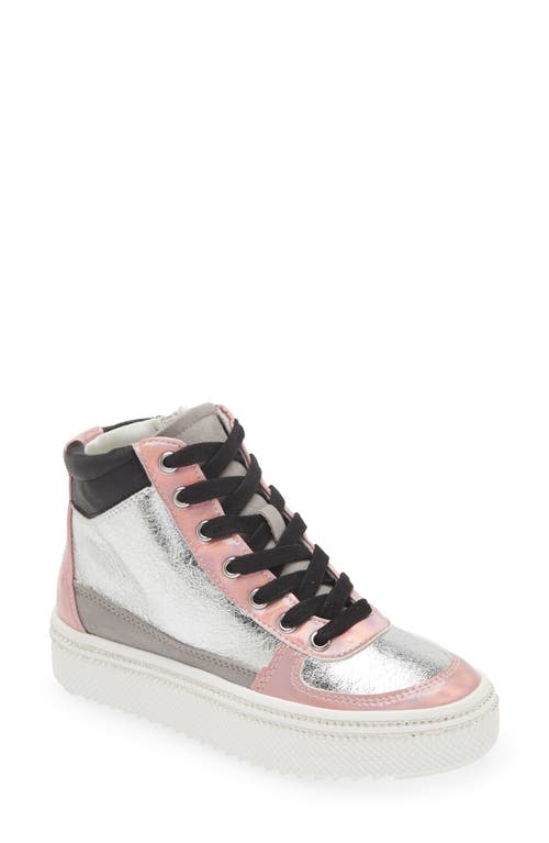 Steve Madden Kids' Quirky High Top Sneaker in Silver Multi at Nordstrom, Size 2 M