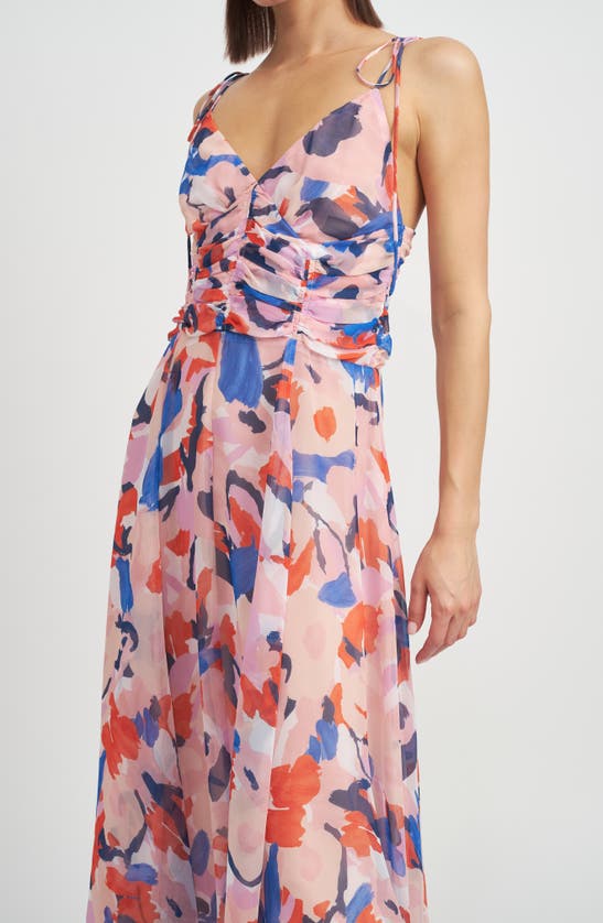 Shop En Saison Arlie Abstract Print Midi Dress In Blush Blue Combo